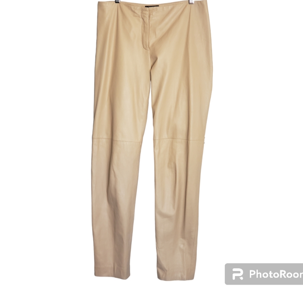 EMANUEL UNGARO Size 8 Beige Buttery Soft 1/2 Lined Women's Leather Pants